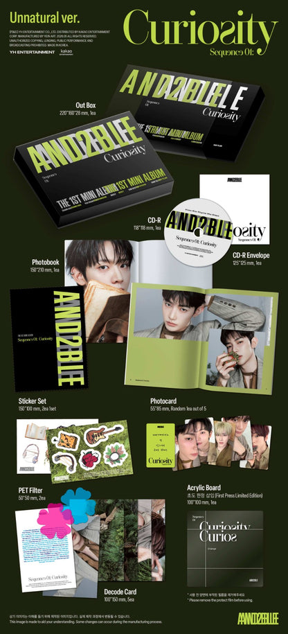 AND2BLE 1st Mini Album [Sequence 01: Curiosity] (Unnatural Ver. / Gazed Ver. / Break Ver.)