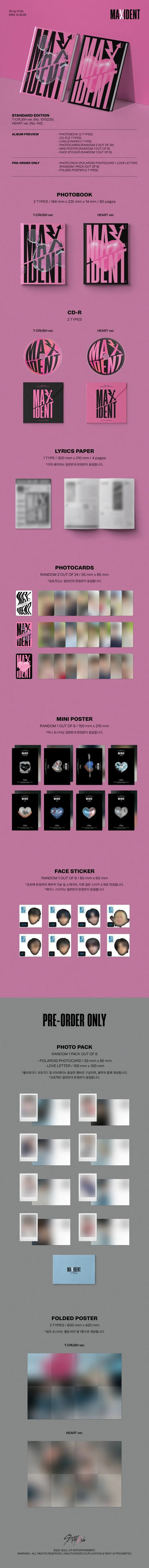 Stray Kids - [MAXIDENT] Mini Album STANDARD Edition RANDOM Version