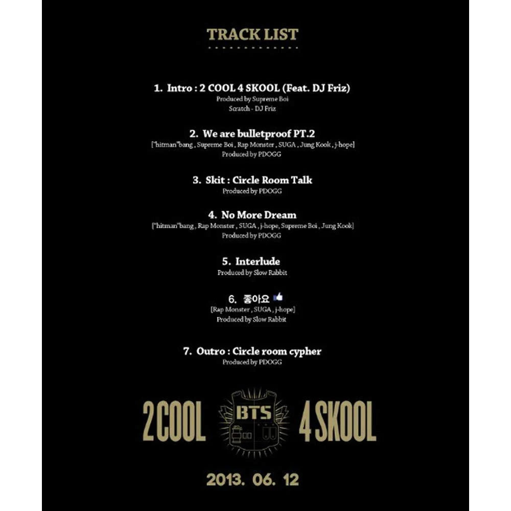 BTS - [2 Cool 4 Skool] 1st Single Album