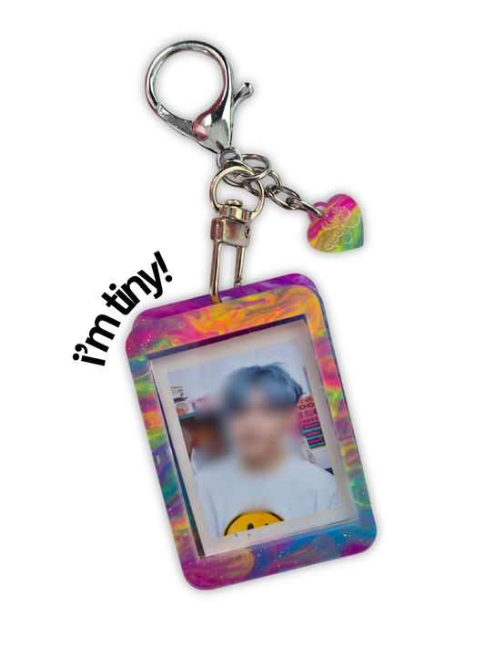 Neon Tie Dye Marbled Glitter - Mini PC Holder Keychain
