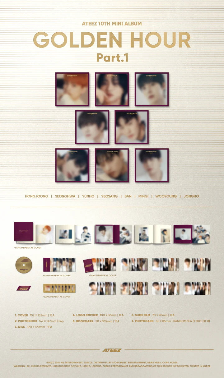 ATEEZ - [GOLDEN HOUR : Part.1] 10th Mini Album DIGIPAK RANDOM Version - NONE