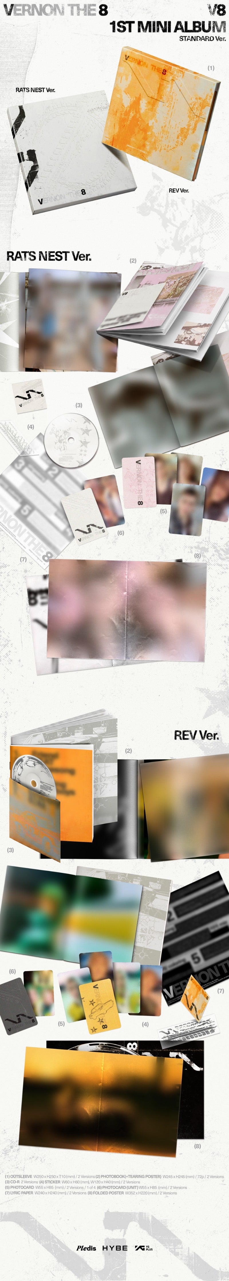 V8 (SEVENTEEN) 1st Mini Album [V8] (PARTS NEST Ver. / REV Ver.)