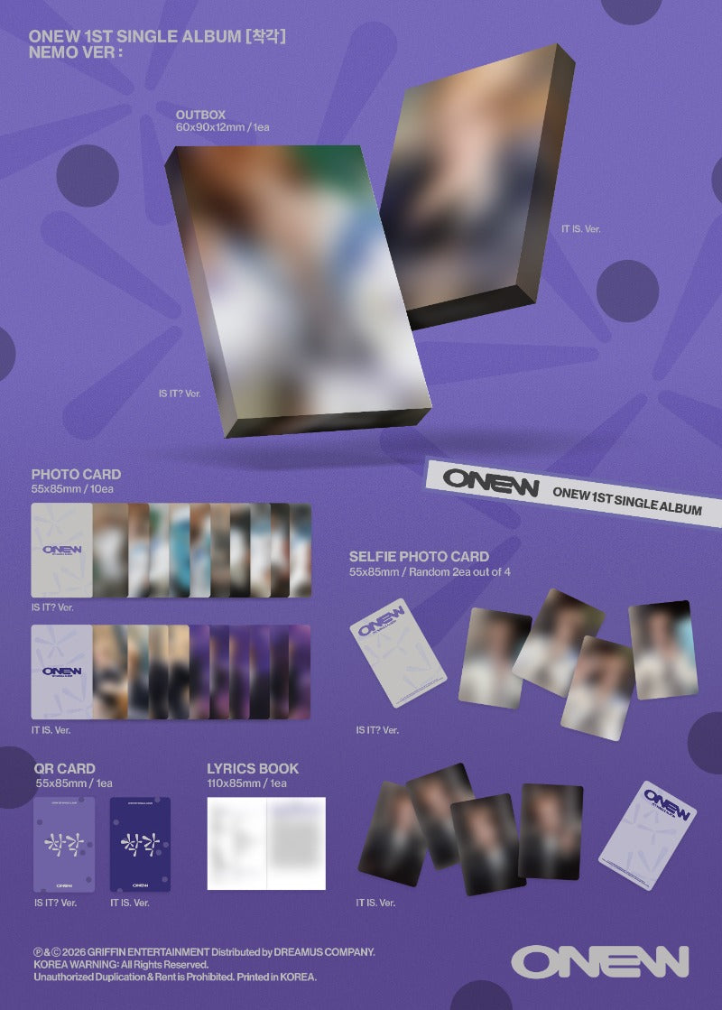 (10/17) preorder ONEW 1ST SINGLE ALBUM [착각] NEMO Ver.
