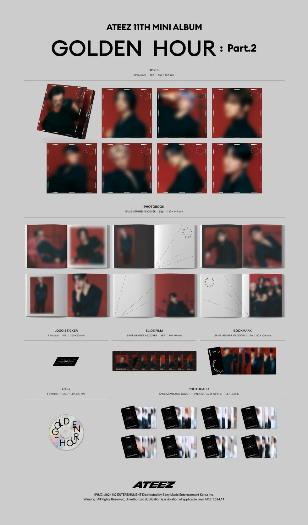ATEEZ - [GOLDEN HOUR : PART.2] 11th EP Album DIGIPACK RANDOM Version - NONE