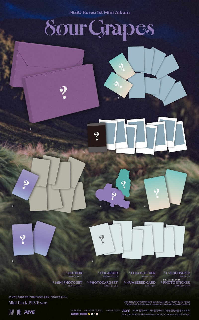 (9/26) preorder NiziU 1st Mini Ablum Sour Grapes (Mini Pack PLVE Ver.)