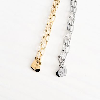 Petite Heart Paperclip Chain Bracelet