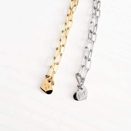 Petite Heart Paperclip Chain Bracelet