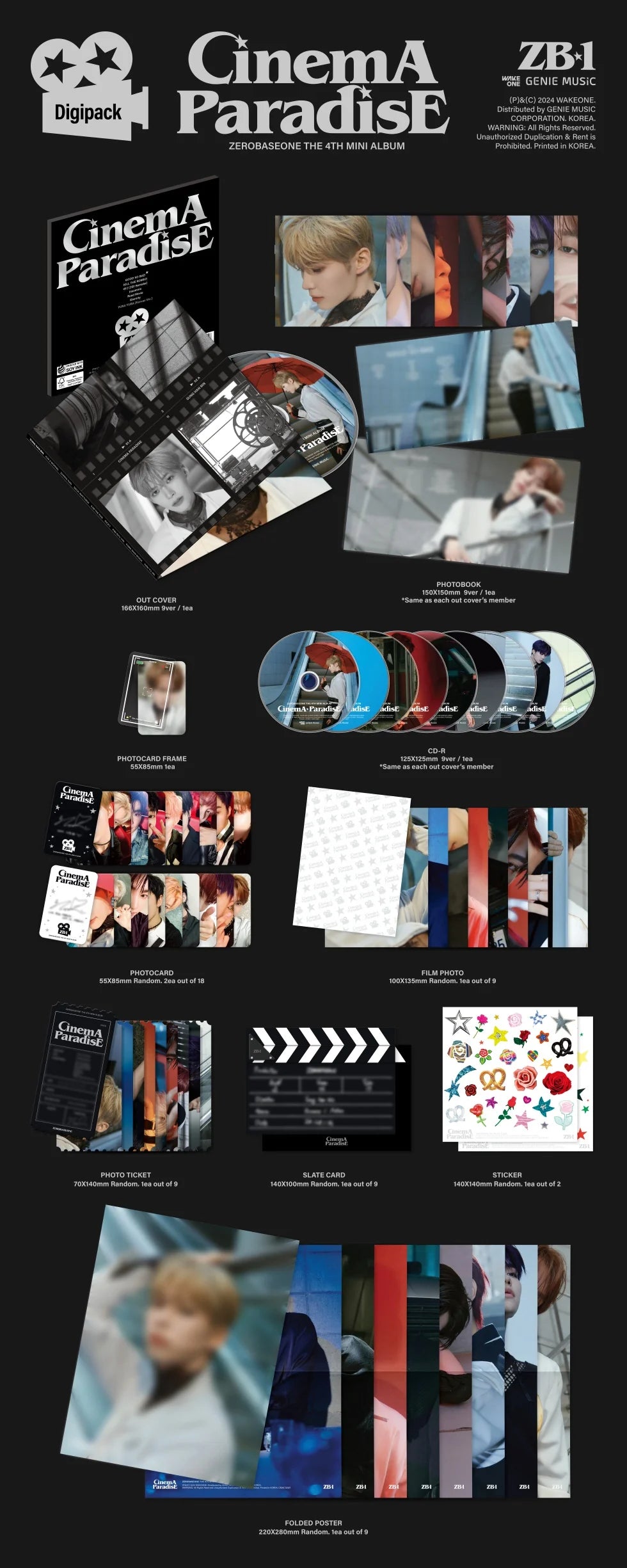 ZEROBASEONE - [CINEMA PARADISE] 4th Mini Album DIGIPACK RANDOM Version