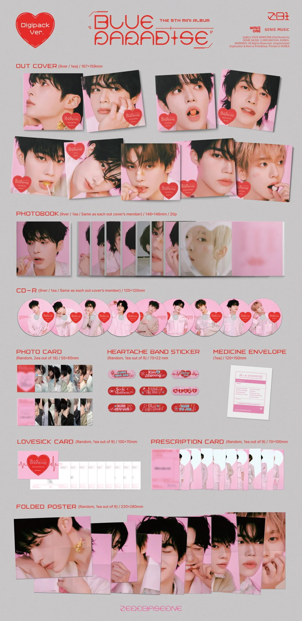 ZEROBASEONE - [BLUE PARADISE] 5th Mini Album DIGIPACK RANDOM