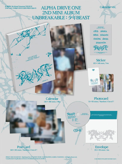(8/25) Pre-Order ALPHA DRIVE ONE - 2nd Mini Album [UNBREAKABLE : 少年BEAST] Calendar Ver.