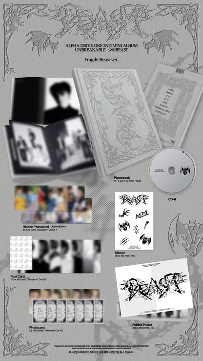 (8/25) Pre-Order ALPHA DRIVE ONE - 2nd Mini Album [UNBREAKABLE : 少年BEAST] Fragile Beast