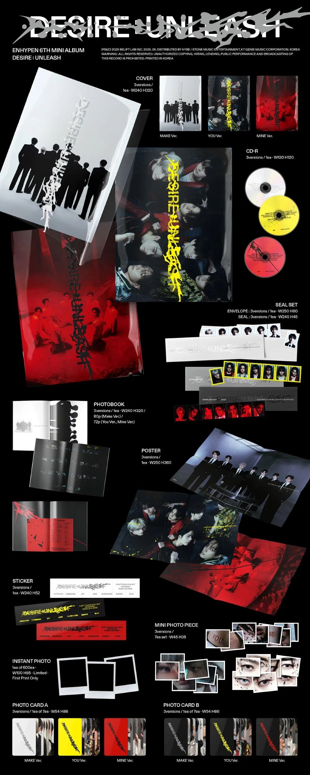 ENHYPEN - 6th Mini Album [DESIRE : UNLEASH] (MAKE Ver. / YOU Ver. / MINE Ver.)