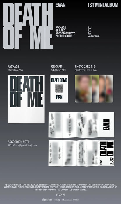(9/7) Preorder EVAN - [DEATH OF ME] Weverse Albums Ver.
