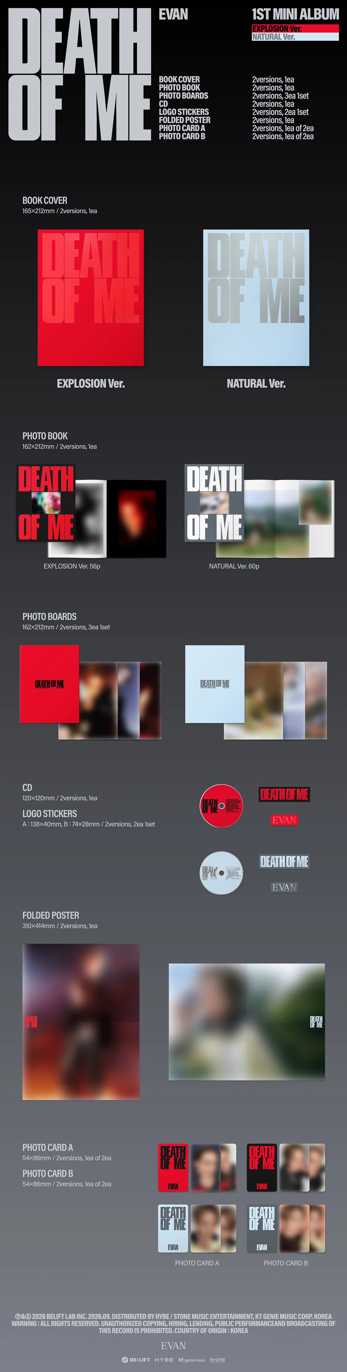 (9/7) Preorder EVAN - [DEATH OF ME] EVAN - [DEATH OF ME]