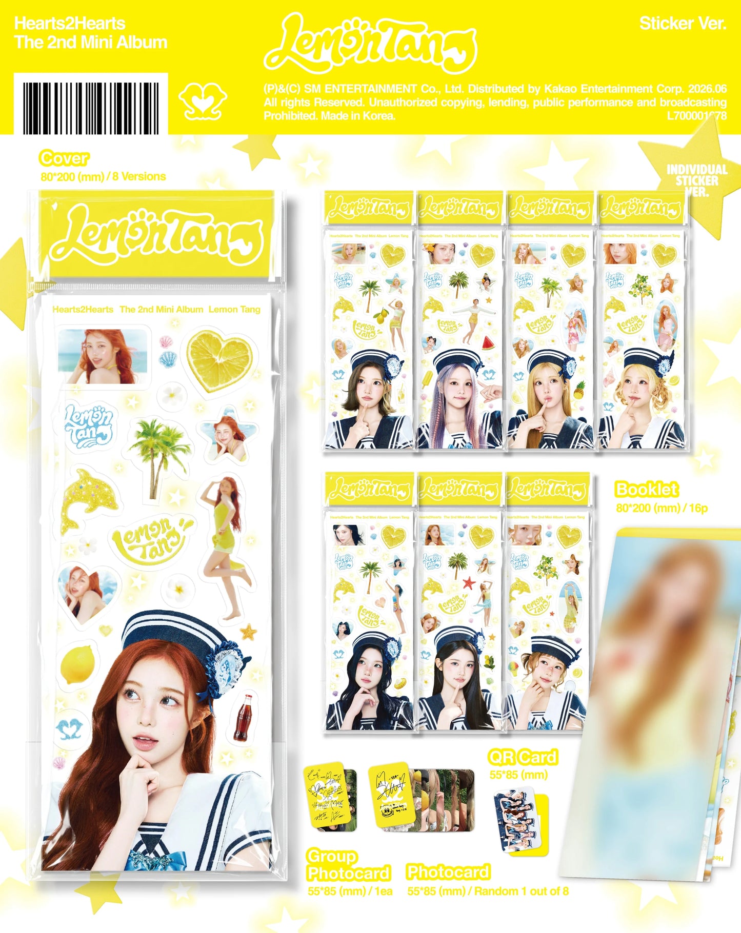 Hearts2Hearts - 2nd Mini Album [Lemon Tang] Sticker Ver. (Smart Album) Random