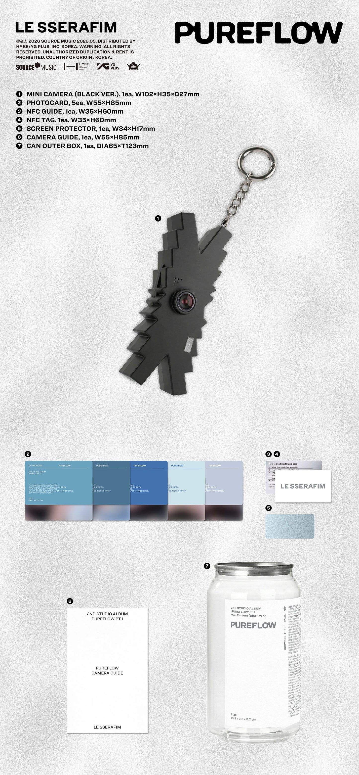 LE SSERAFIM - 2nd Studio Album ['PUREFLOW' pt.1] Mini Camera Ver.
