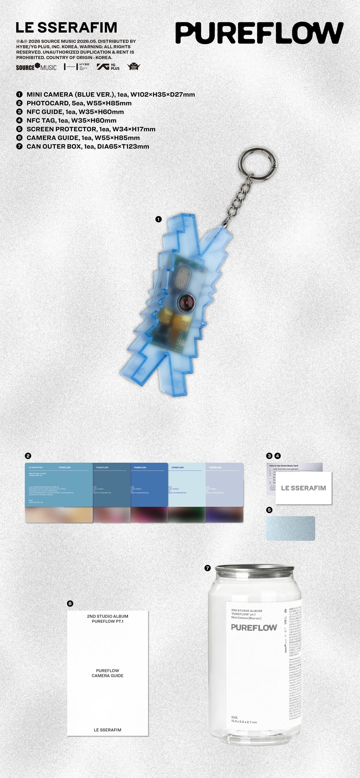 LE SSERAFIM - 2nd Studio Album ['PUREFLOW' pt.1] Mini Camera Ver.