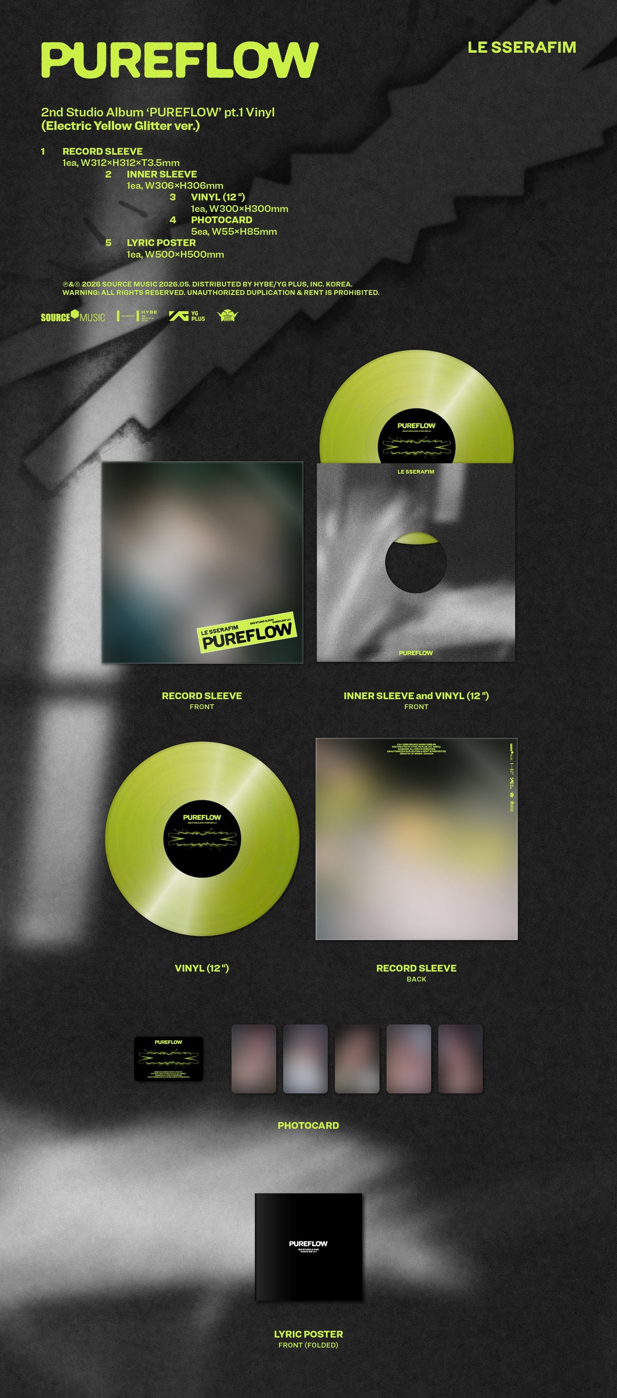 LE SSERAFIM - 2nd Studio Album ['PUREFLOW' pt.1] Vinyl
