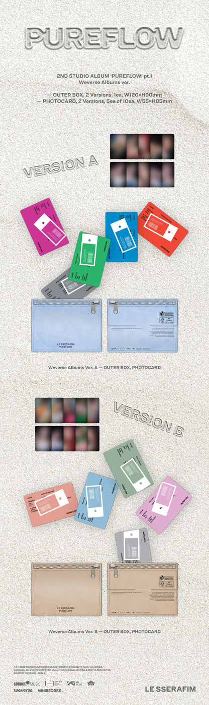 LE SSERAFIM - 2nd Studio Album ['PUREFLOW' pt.1] Weverse Albums Ver. Random