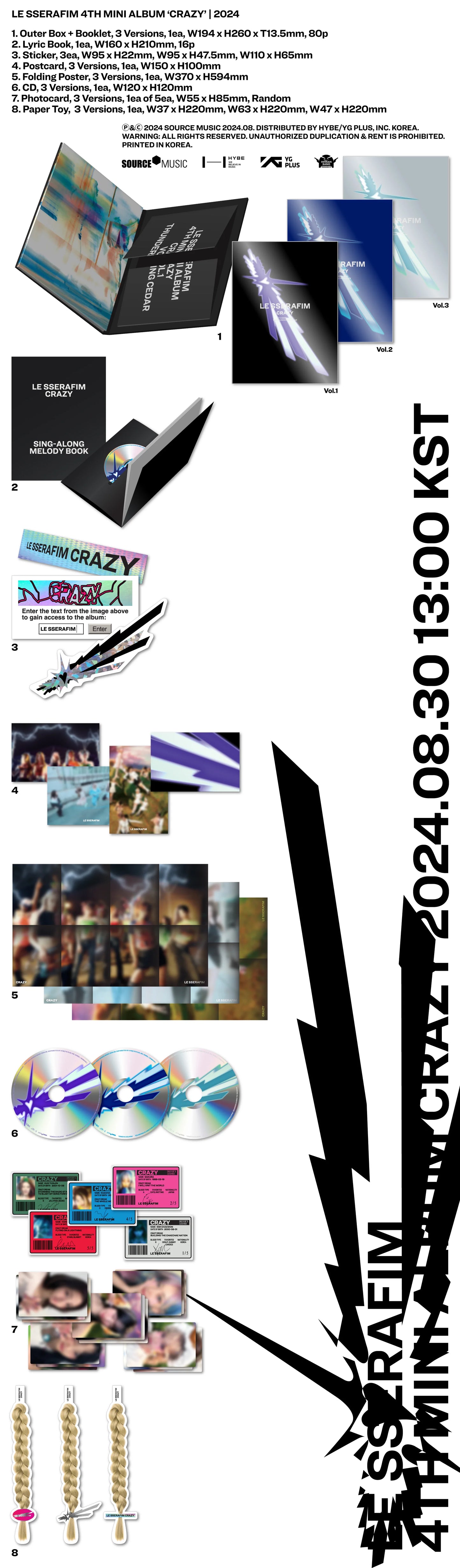 LE SSERAFIM - 4th Mini Album [CRAZY] (Vol.1 Ver. / Vol.2 Ver. / Vol.3 Ver.)