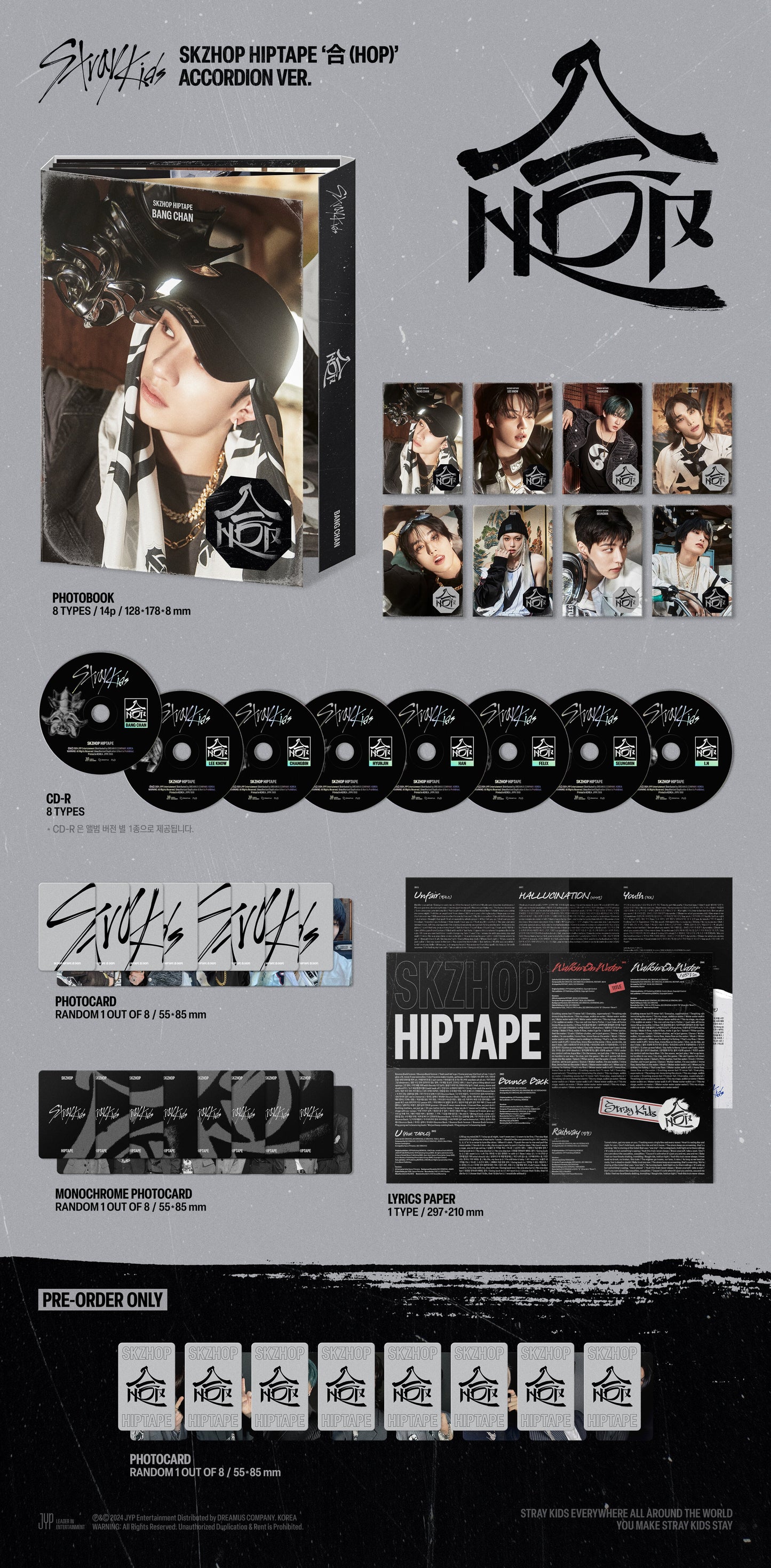 Stray Kids - SKZHOP HIPTAPE [ (HOP)] (ACCORDION Ver.) (Random Ver.)
