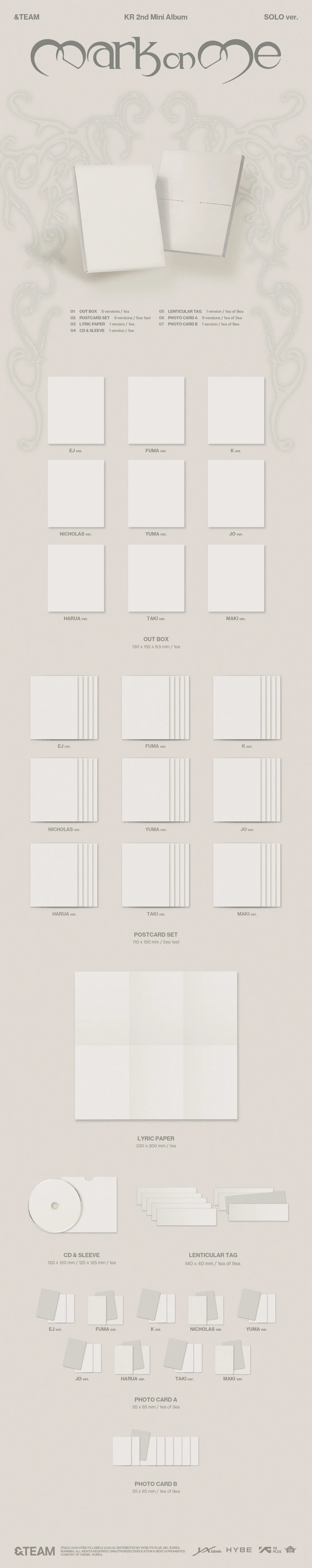 Pre-Order &TEAM - KR 2nd Mini Album [Mark on Me] SOLO Ver.