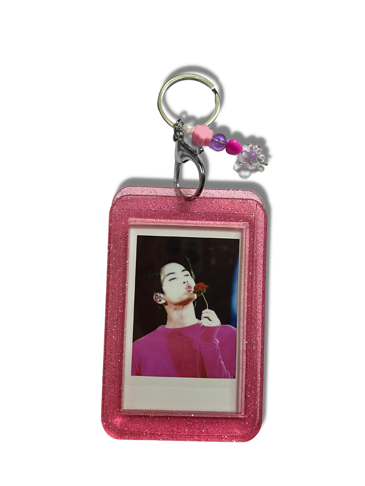 Custom Photo Keychain - Pink Jellie Glitter Acrylic
