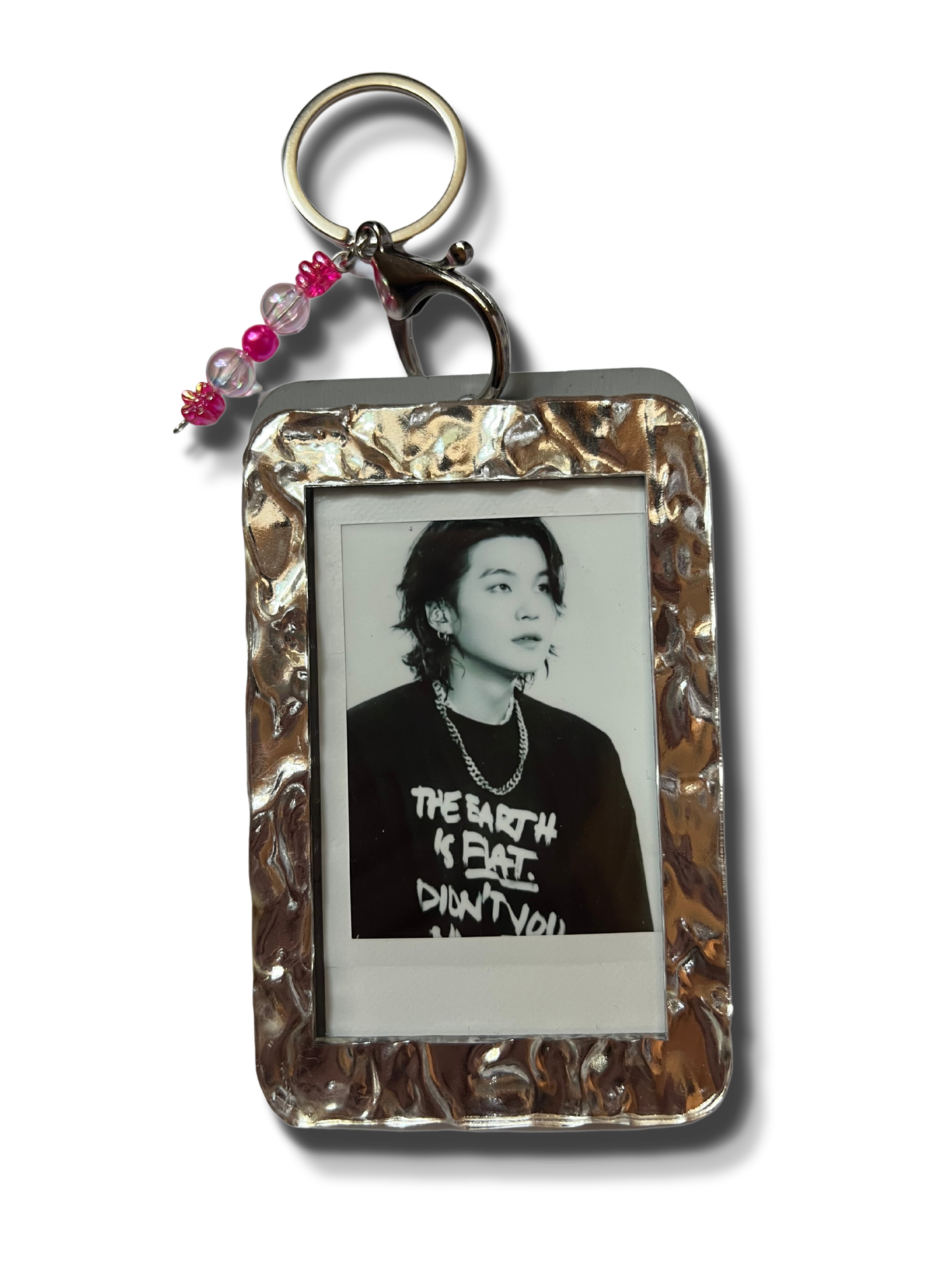 Custom Photo Keychain - Silver Glacier Textured Acrylic