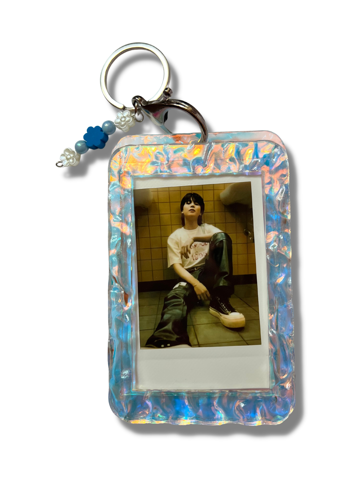 Custom Photo Keychain - Iridescent Glacier Textured Acrylic