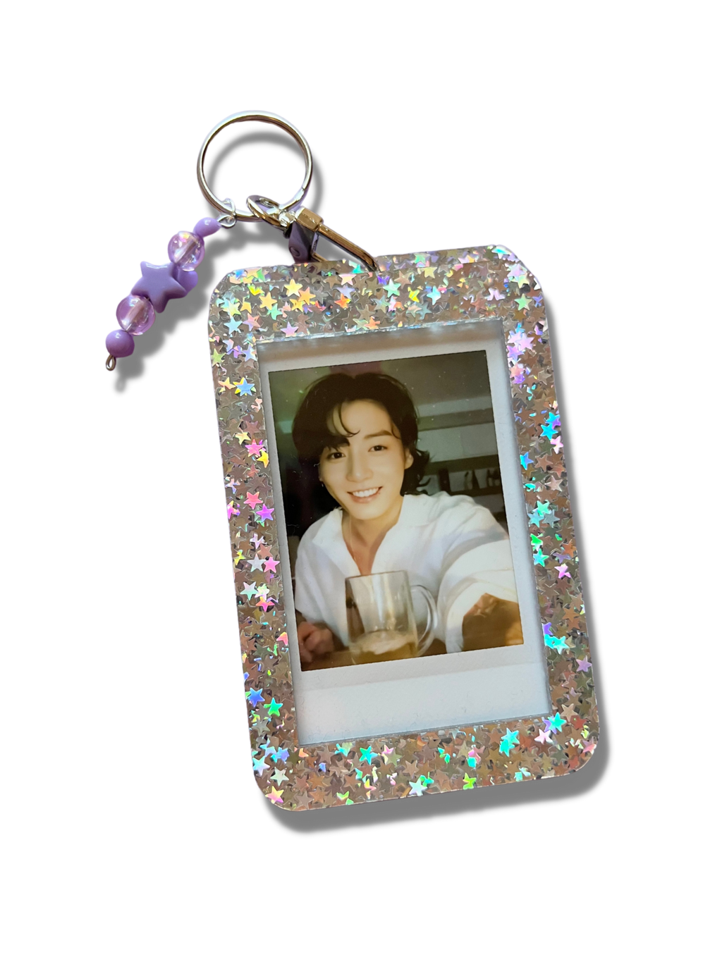 Custom Photo Keychain - Chunky Stars Shaped Glitter Acrylic