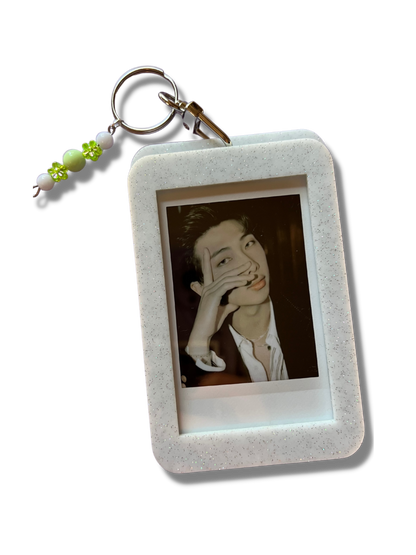 Custom Photo Keychain - White Glitter Acrylic