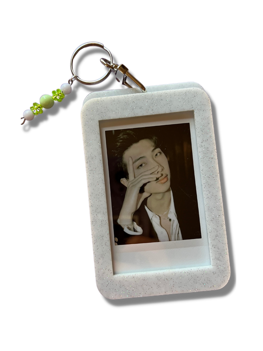 Custom Photo Keychain - White Glitter Acrylic
