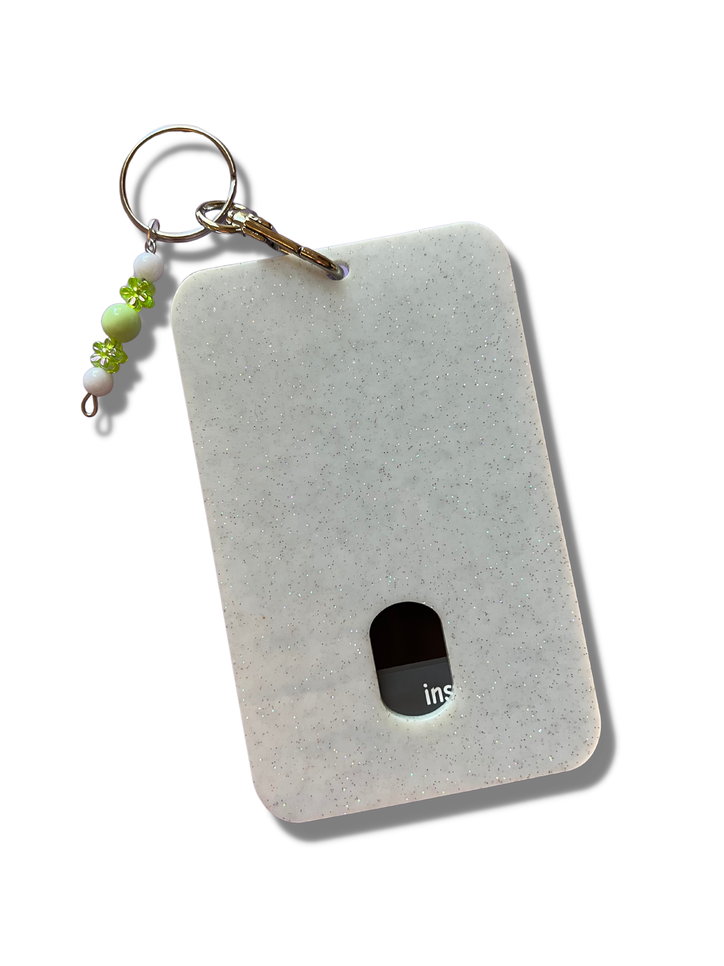 Custom Photo Keychain - White Glitter Acrylic