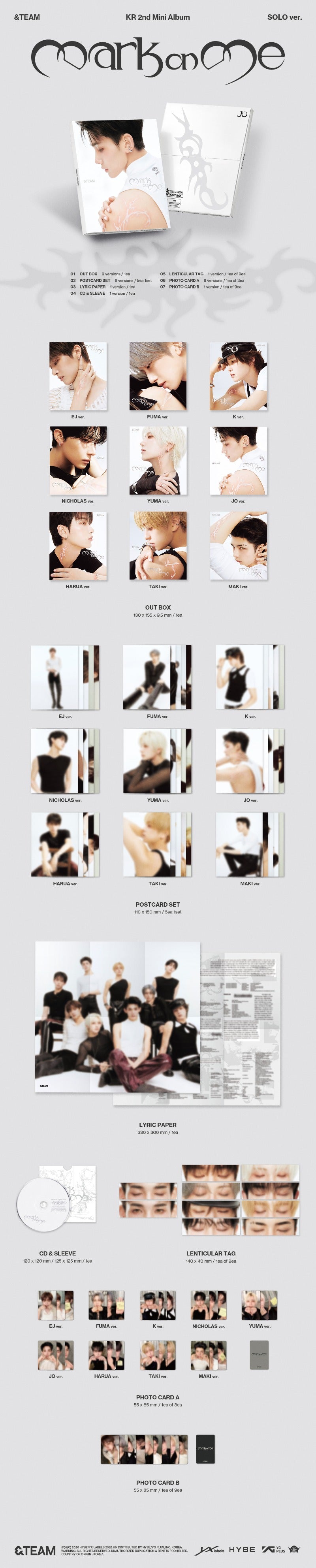 &TEAM - KR 2nd Mini Album [Mark on Me] SOLO Ver.