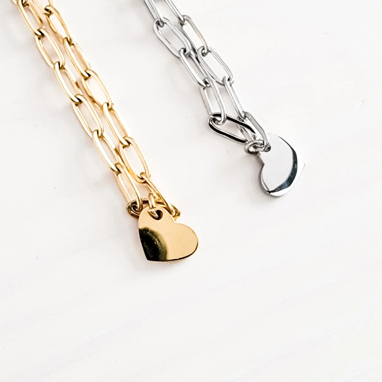 Petite Heart Paperclip Chain Bracelet